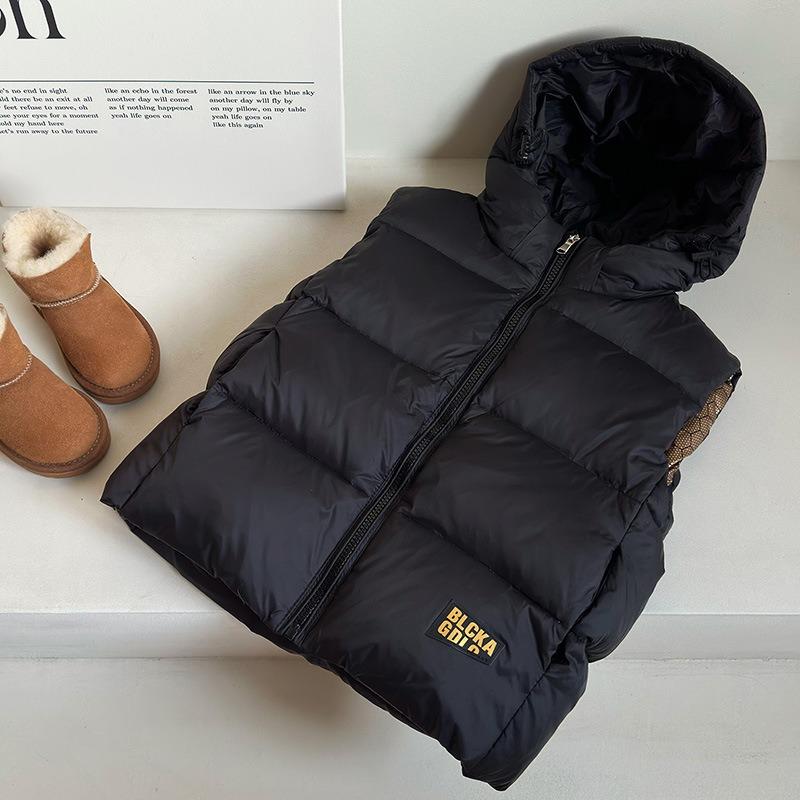 

Детский жилет осенне-зимний короткий жилет с капюшоном повседневный утепленный теплый детская одежда 150cm чёрный