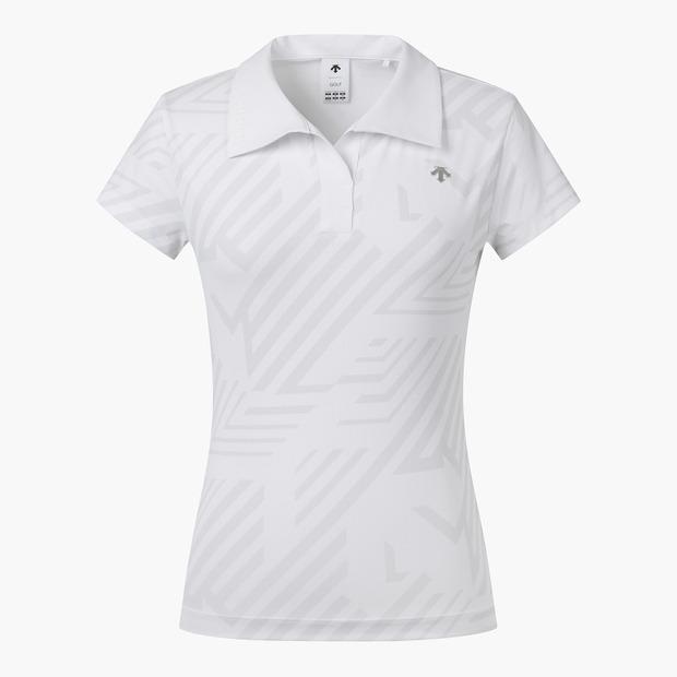 DESCENTE GOLF Women'S Wide Collar Pattern Short Sleeve T-Shirt (Dp22Wfts63)