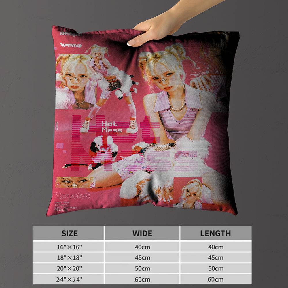 Kpop Style A-Aespa Personalized Pillow Dust Cover Bedroom Kids Party Decoration Pillowcase Birthday Children Gift
