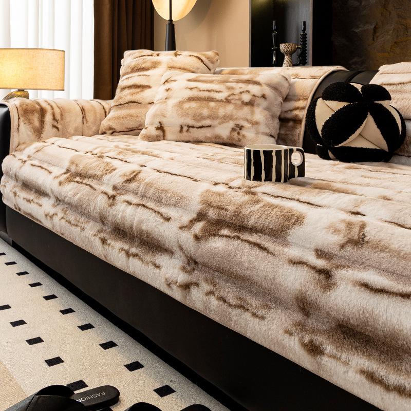 

Rabbit Plush Internet Celebrity Sofa Cushion Autumn And Winter Thickened Seat Cushion Non-Slip Sofa Cover Light Luxury High Sense Cover Cloth Towel 70*70cm