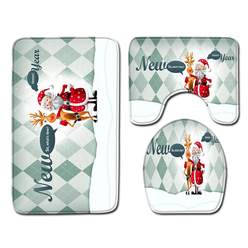 Christmas Bathroom Floor Mat Toilet Three-Piece Set
