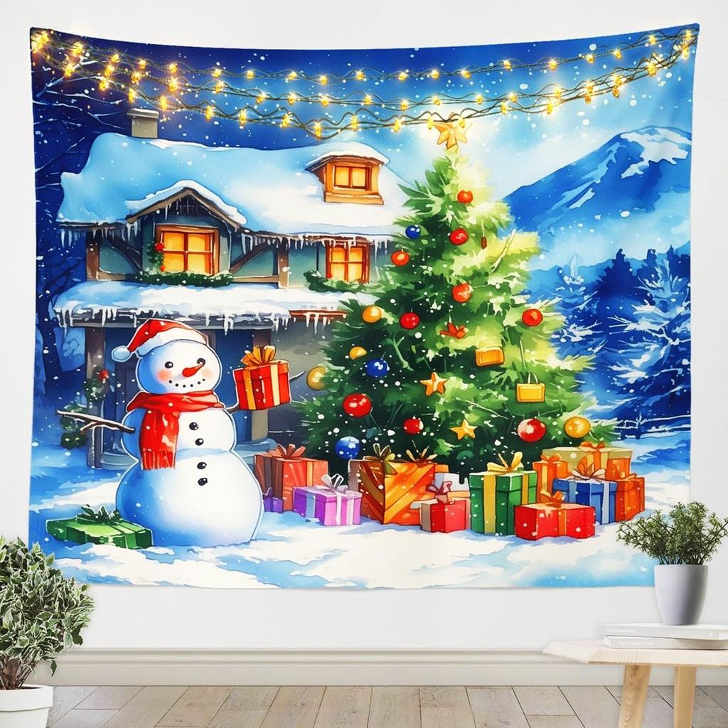 Frohe Weihnachten Wandteppich Neujahr Hintergrund Wandbehang Dekoration Kamin Strümpfe Geschenke Hängestoff
