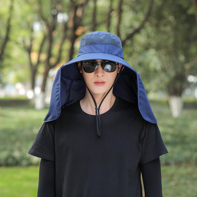 Men's and Women's Summer Big Brim Sun Hat Outdoor UV Protection Neck Sun Hat Seaside Face Hat