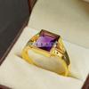 Amethyst Square Cut Gemstone With 925 Sterling Gold Plated Ring For Men's #B713 JL375692705110