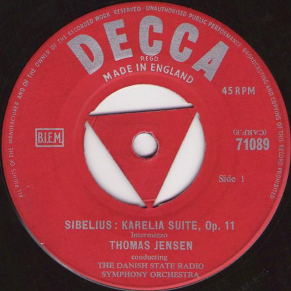 

7inch Record THOMAS JENSEN CONDUCTING STATSRADIO Karelia Suite Op. 11 71089 Decca UK Classical Used