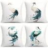 4Pcs Elegant Crane Artwork Digital Printing Pillow Cover Short Plush Suitable Living Rooms Bedrooms Sofas Throw Cushion Cover