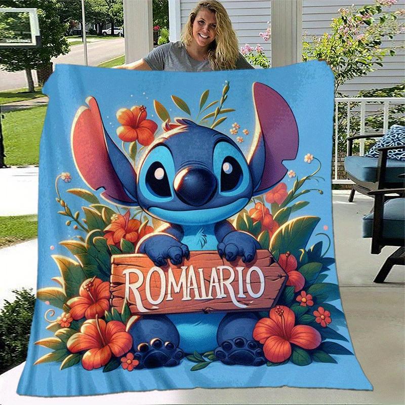 1pc Stitch Printing Blanket - Soft, All-Season Throw for Living Room, Bedroom,Personalized Gift with Adorable Cartoon Design