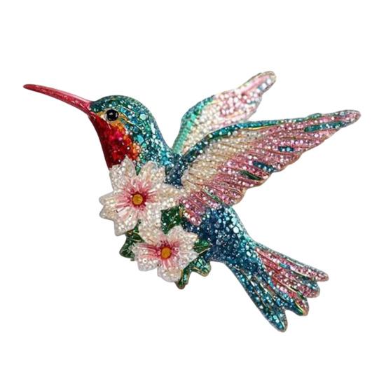Yousheng 2D Acrylic Hummingbird Hanging Decoration Indoor Outdoor Garden Yard Window Wall Hanging Flat Flower Colorful Bird Ornament