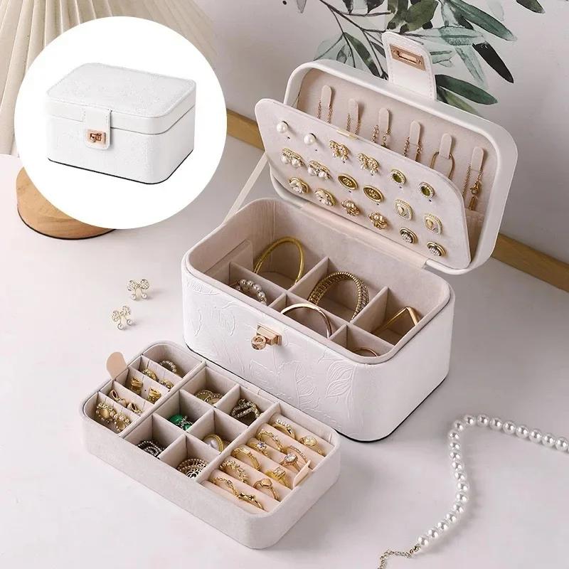 

Розкішна друкована скринька для зберігання прикрас, великої місткості, з шарами та перегородками, преміальне відчуття, органайзер для аксесуарів перлина білого кольору