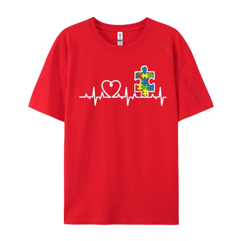 

Heart Puzzle Piece Heartbeat Cool Aututism Tshirts Cotton Printed T Shirt Tops TShirt For MAN Teeshirt S