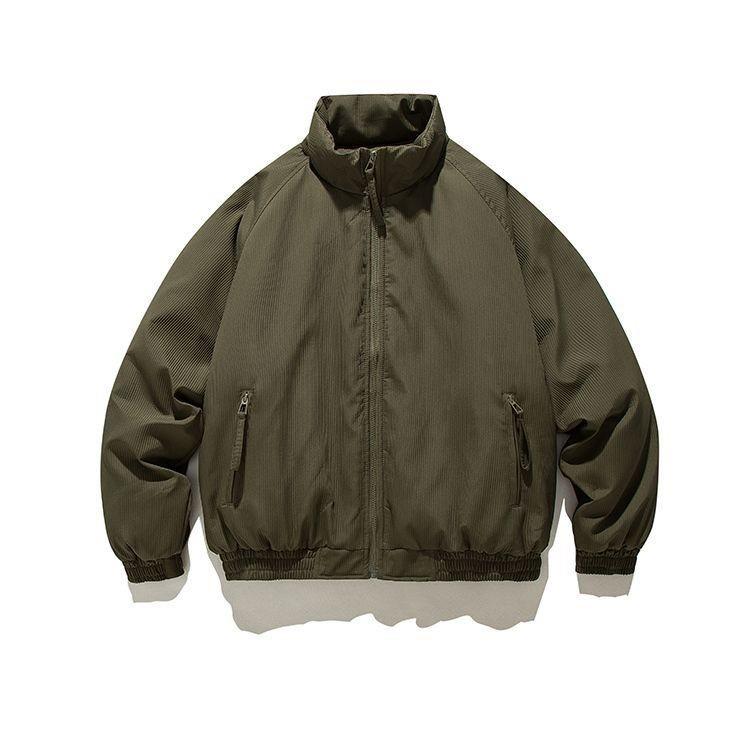 Unisex americká retro péřová bunda s vertikálními pruhy - Zesílený bavlněný kabát svrchní oděv, Ležérní všestranný design