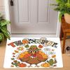 Thanksgiving Pumpkin Peace Sign Carpet Turkey Design Mat Autumn Leaves Home Decoration Greeting Door Rug Non-Slip Floor Mat