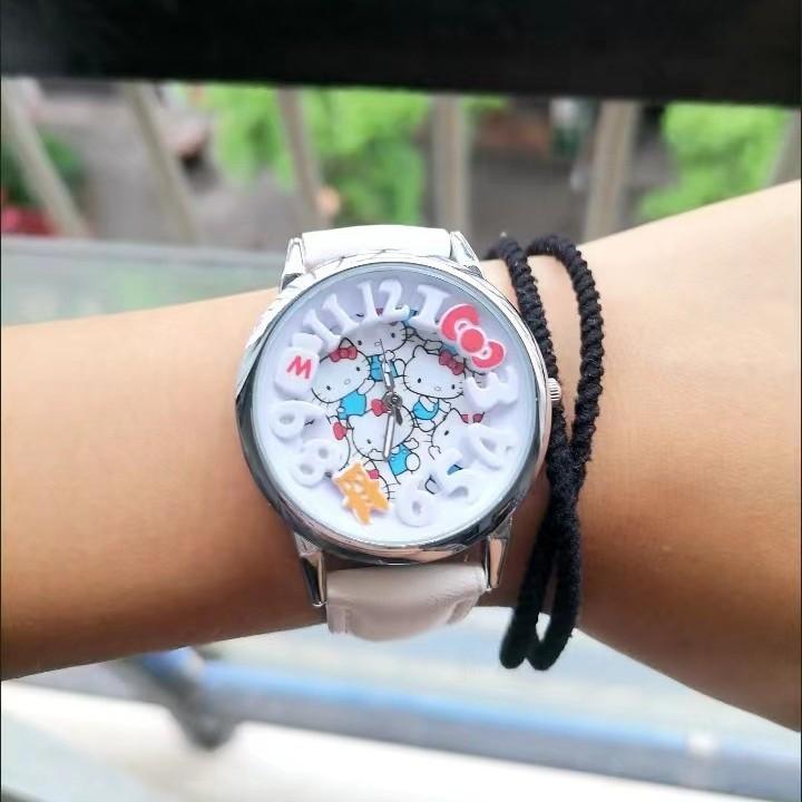 Cute Cartoon Kt Cat Three-Dimensional Digital Watch Girl Heart Student Children Girlfriend Gift Dijie (Watch)