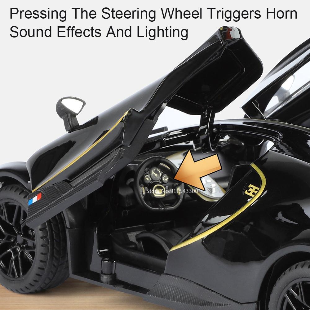 1:24 Tourbillon Atlantic Car Model Toy Alloy Diecast Shock Absorption Supercar Sound Light Pull Back Models Gifts for Boys