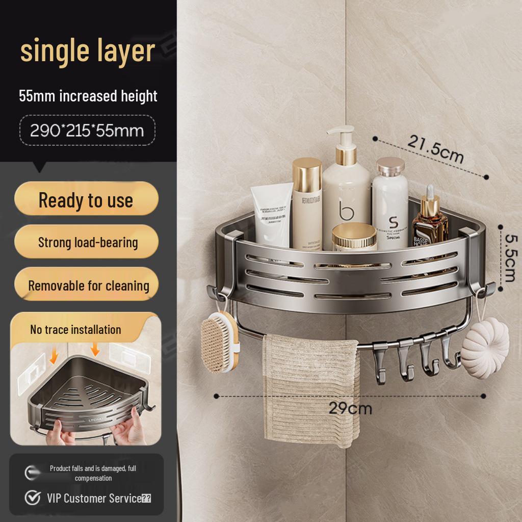 No-Drill Triangle Bathroom Wall-Mounted Shelf