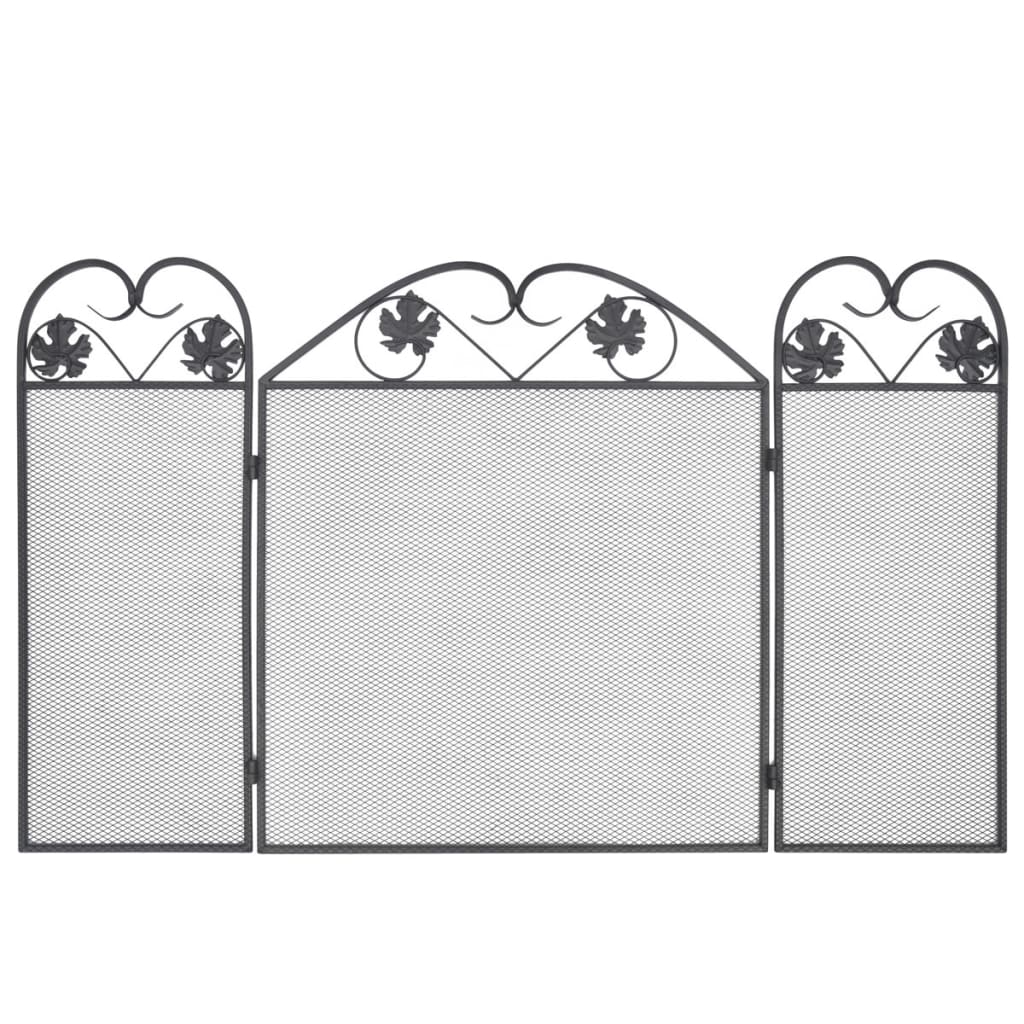 Vidaxl 3-Panel Fireplace Screen, Metal, Black