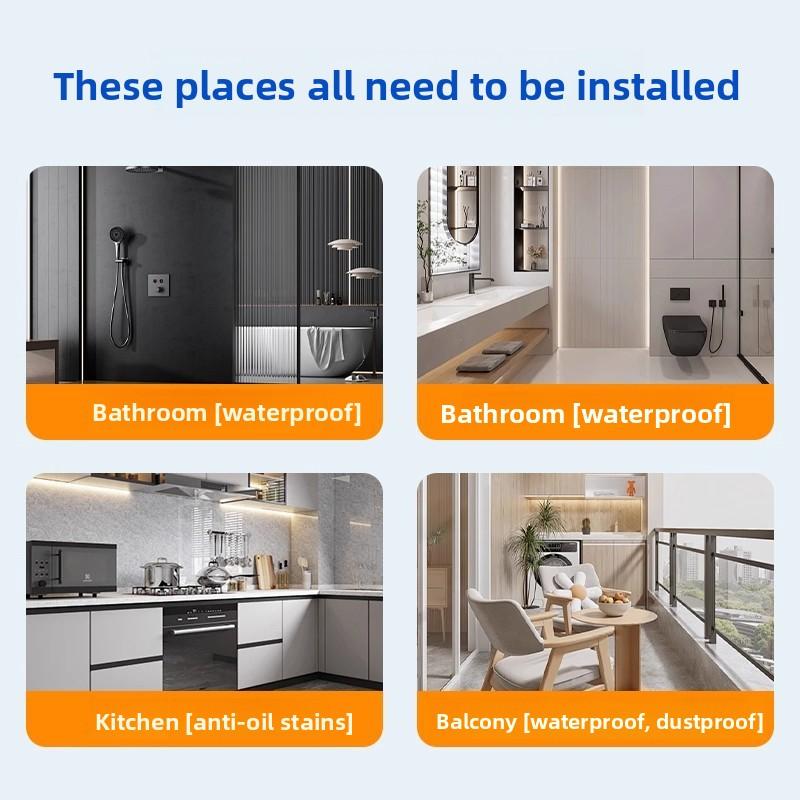 Koupelnová spínací zásuvka Vodotěsná krabice, Koupelnový samolepicí vodotěsný kryt, Kryt zásuvky, Zapuštěná krabice odolná proti stříkající vodě