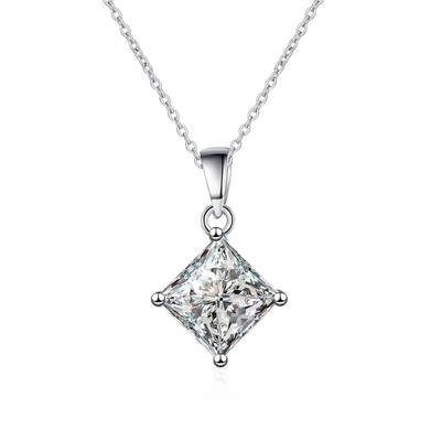 Fashion Princess Cut Moissanite Necklace 1/2CT Lab Created Diamond Pendant Necklace Solid S925 Silver Moissanite Wedding Jewelry