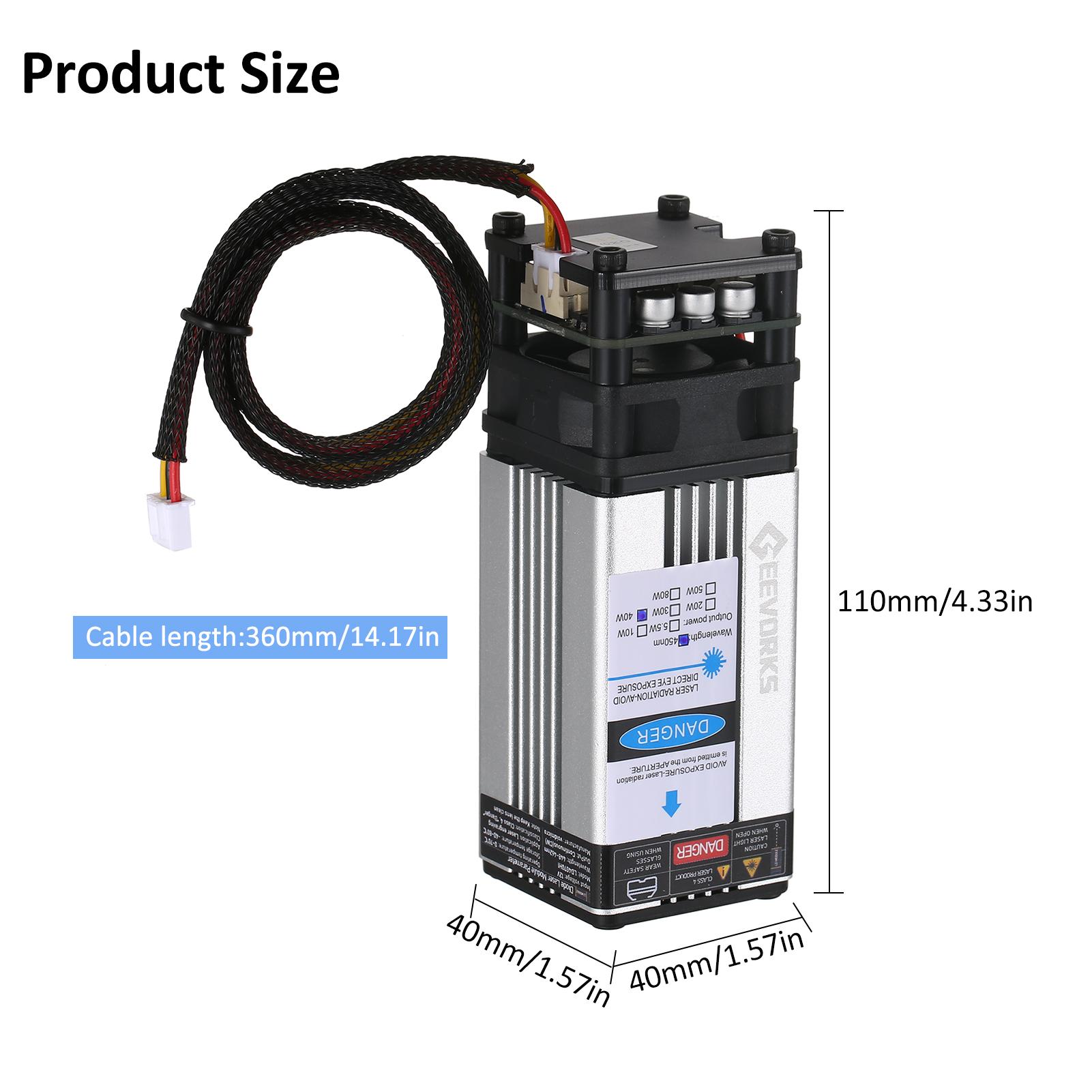 

80 Вт 40 Вт Лазерний модуль 450 нм Лазерна головка для гравіювання Змінна фокусна відстань для верстата для лазерного гравіювання Верстат з ЧПК Фрезерний верстат для різання