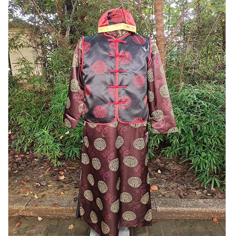 Men's Chinese Retro Wedding Tang Suit Long Robe: Groom's Mandarin Jacket & Best Man Formal Wear