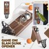 Magnetický otvírák na láhve s designem basketbalového hřiště, materiál ořechové dřevo, pro montáž na lednici, lapač víček od piva pro domácí bar, dekorace kuchyně