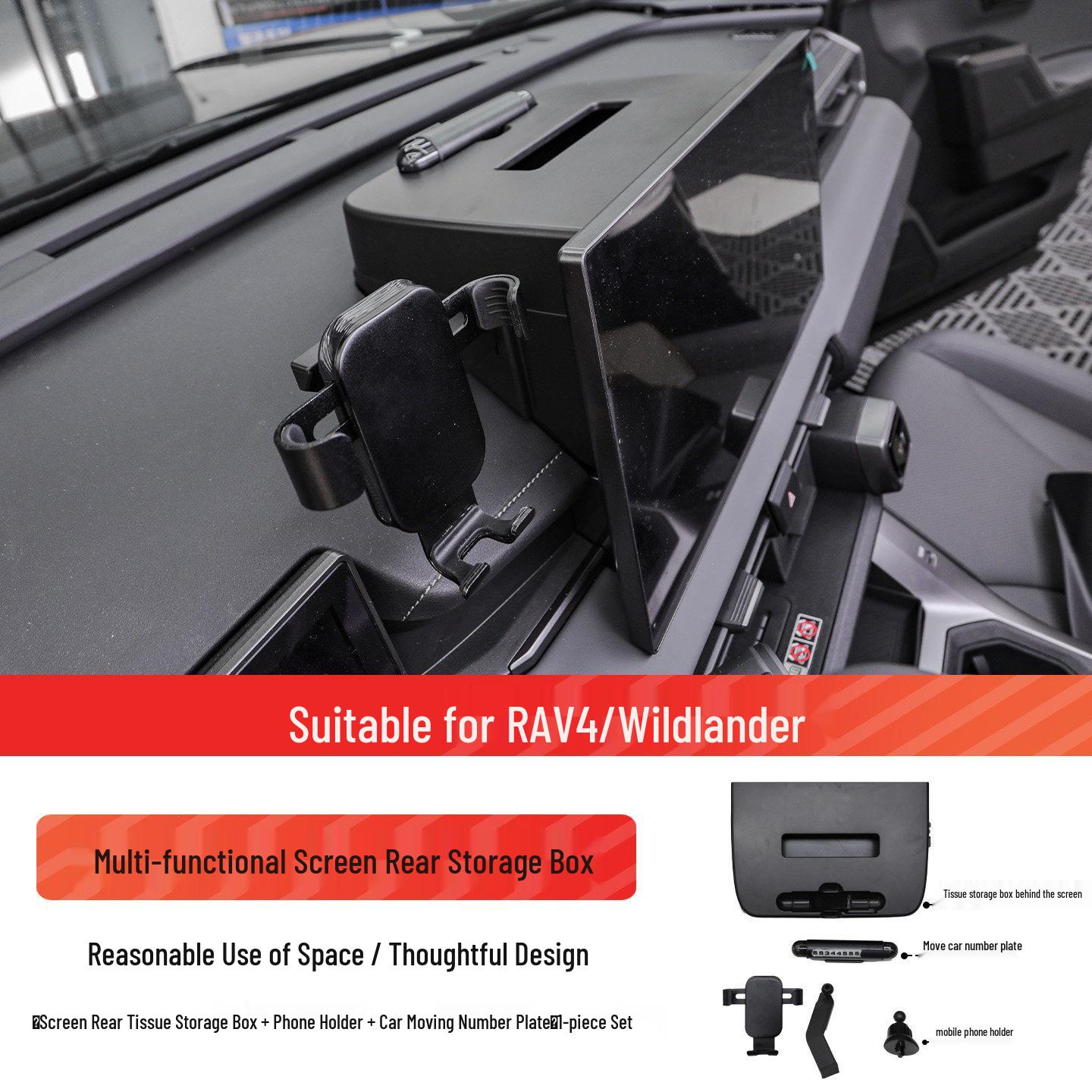 Toyota RAV4 & Wildlander Center Console Screen Multi-functional Storage Box - Fits 26 Models