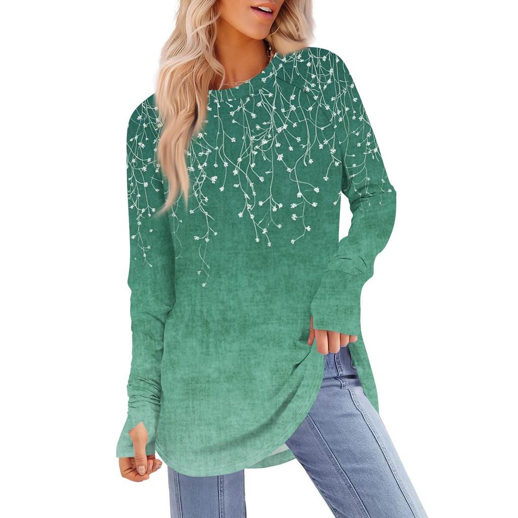 Dam Oversized Sweatshirt Grafisk Tröja Långärmad Nedhasad Axel Rundhalsad Skjorta Toppar Vintage Kläder