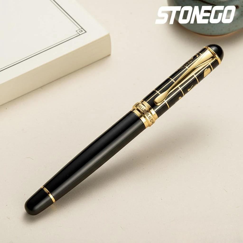 

Acrylic Metal Fountain Pen with Gold Nib Elegant Business Office Student Writing Tool High Quality Stationery золотой