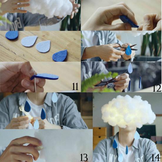DIY Handmade Cotton Cloud Shape LED Night Light Lamp Home Bedroom Hanging Decor