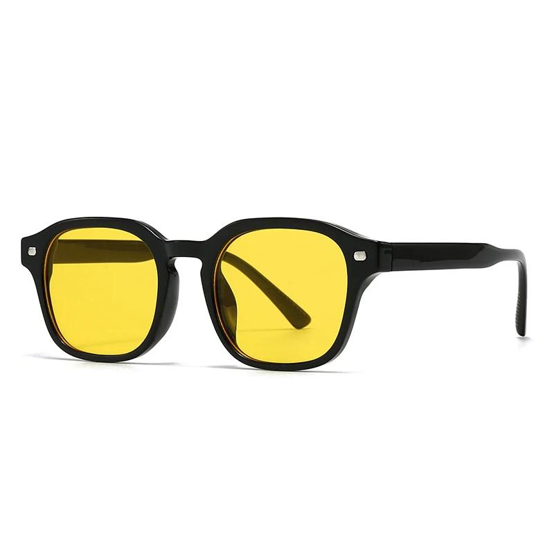 Ins Popular Fashion Square Sunglasses Women Shades UV400 Retro Rivets Men Trending Yellow Green Sun Glasses Shades UV400