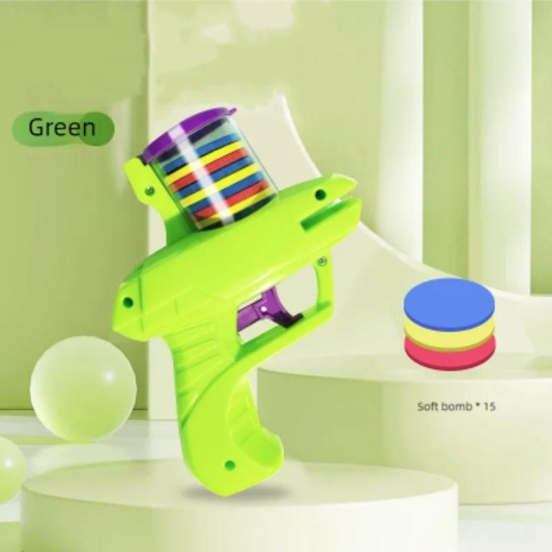 Kids Outdoor Foam Disc Gun Toy Double Launcher Interactive Parent-Child Flying Game Shooting Toy for Children