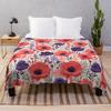 Red and Purple Poppy Pattern Throw Blanket