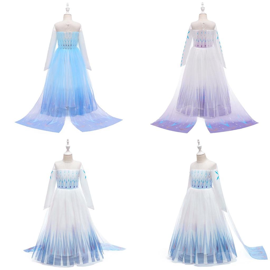 Frozen Princess Dress For Girls Elsa Snowflake Costume Blue And Purple Ages 3-10