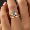 Elegant Women Rings Gold Color Round Green White Stone Rings Party Accessories Gift