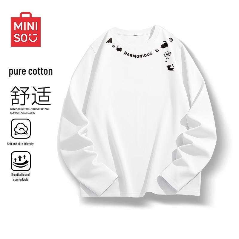 MINISO Men s Pure Cotton Long-Sleeve T-Shirt L