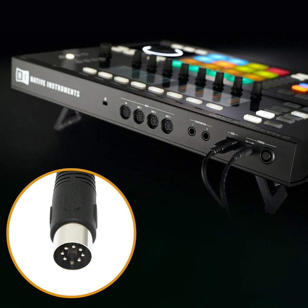 SinLoon MIDI DIN To MIDI 1ft DIN Male To Male Audio MIDI Extension Cable for MIDI Keyboards Electric MIDI Black 7DIN Cable, 7-Pin 10-Pin Cable,