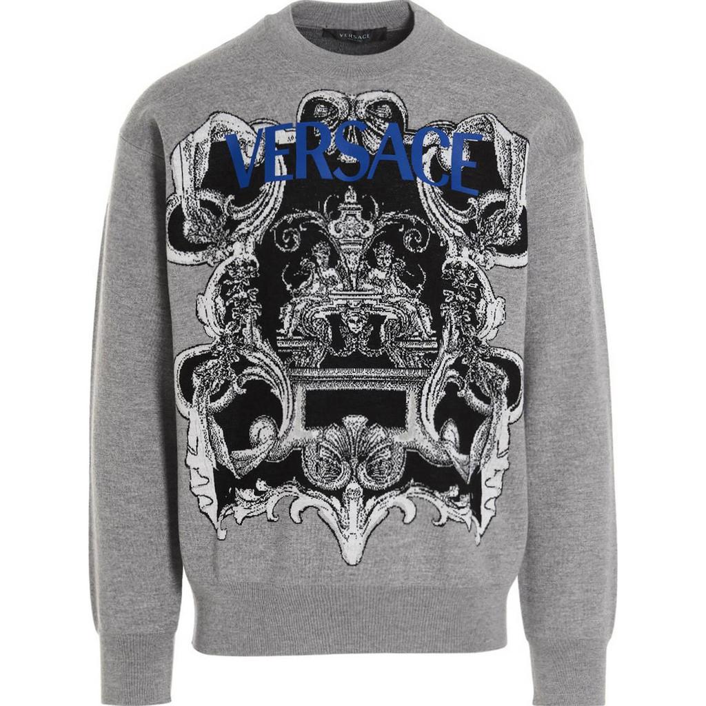 VERSACE Sweatshirts Men's Gray Crew Neck Moderate 1006101-1A04196-1E100