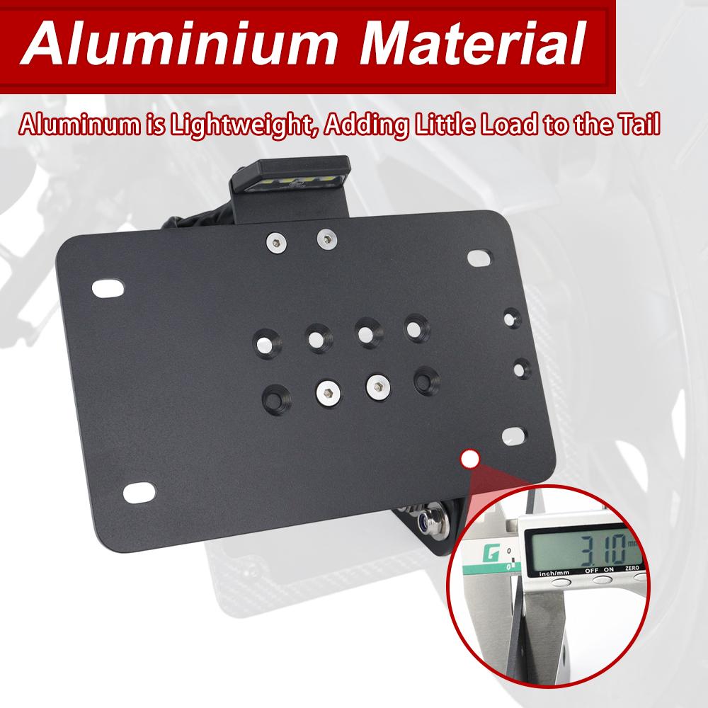 1 Set Universal Side Mount Motorcycle Registration Number License Plate Holder Bracket With LED Light Fender Eliminator
