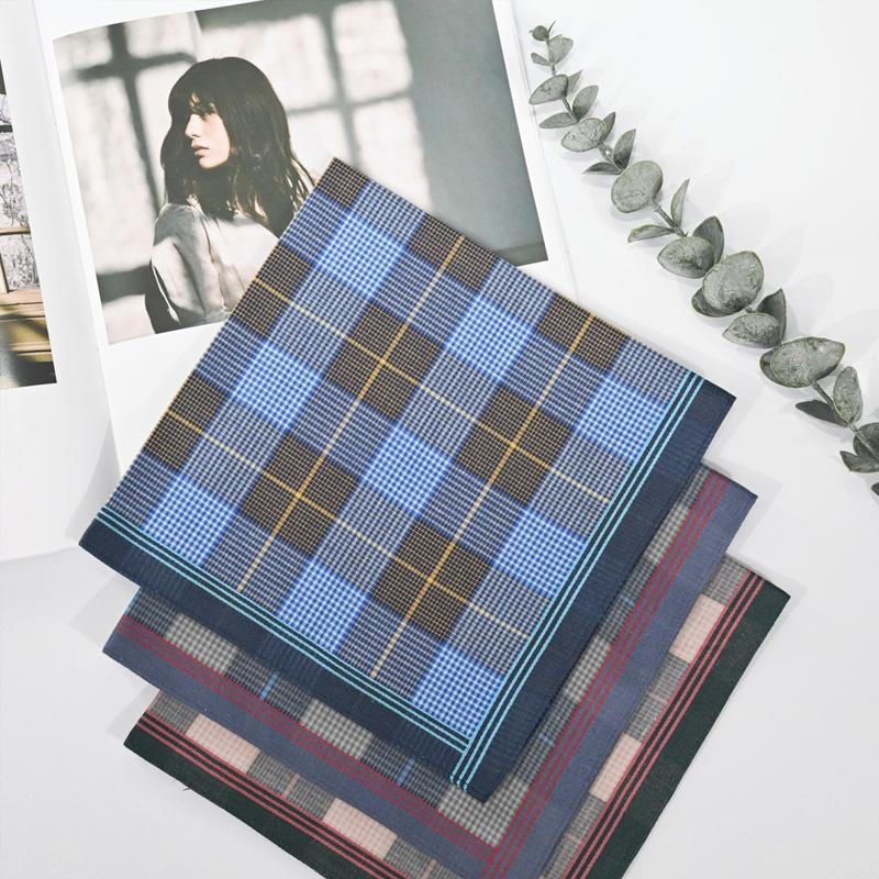 3 Stück/6 Stück Reine Baumwolle Schweißabwischende Karomuster Taschentücher Dünnes Taschentuch Wasserabsorbierend Herren