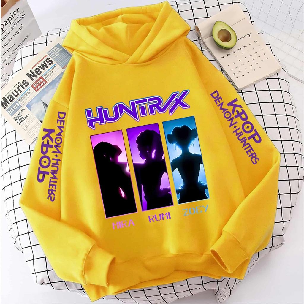 2025 KPop Devil Hunter Cartoon Girl Hooded Sweatshirt Warm Children's Korean Wave Fashion Casual Top Casual Girl Clothing