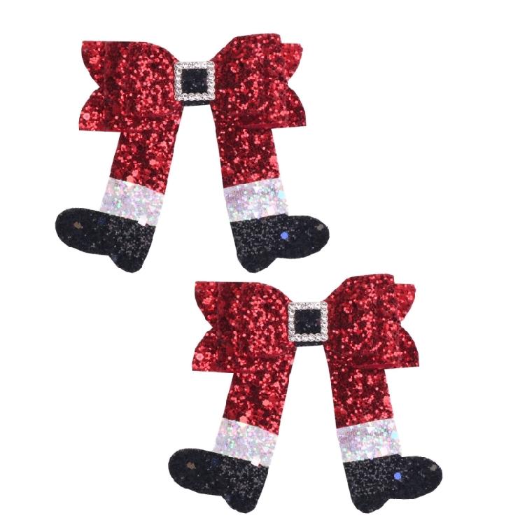 2PCS Boot Bowknot Hairpin Hair Clip Party Hair Ornament Christmas Bowknot Hair Clip Hair Accessory Suitable for Ladies