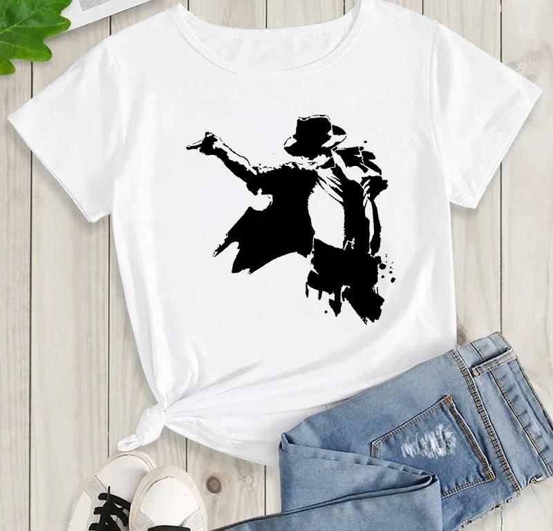 Vendita Calda T-shirt Stampata Grafica Michael Jackson Moda Rock Harajuku Casual Manica Corta Girocollo Donna Uomo Top Oversize Streetwear Estate Nuova Maglietta