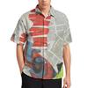 Été Homme Collage Journal 3D Chemise Hawaïenne Homme Revers Décontracté Mode Manches Longues Chemises Bouton Hauts Grande Taille
