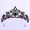 DIEZI Elegant Korean AB Pink Red Crystal Tiara Crown Women Girls Party Wedding Princess Rhinestone Bridal Crown Hair Jewelry