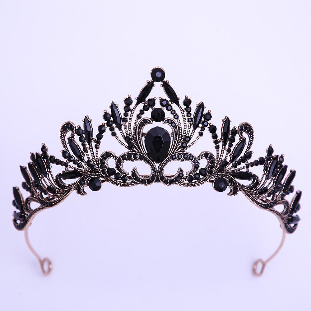 DIEZI Elegant Korean AB Pink Red Crystal Tiara Crown Women Girls Party Wedding Princess Rhinestone Bridal Crown Hair Jewelry