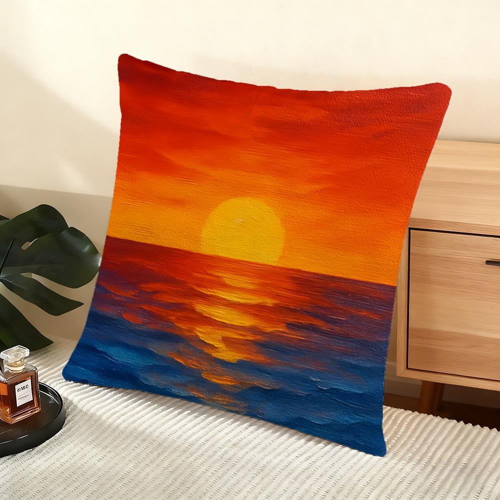 Sunset Gradient pattern Cushion Cover Soft Short Plush Pillow Cover Smooth Cozy Texture Aesthetic Cushion Case Home Decor