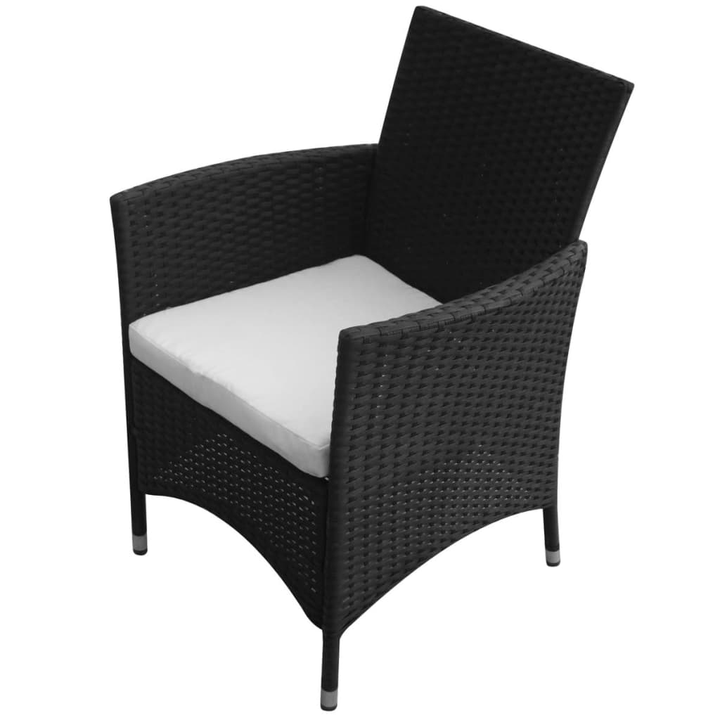 9 Piece Garden Dining Set with Cushions Poly Rattan Black