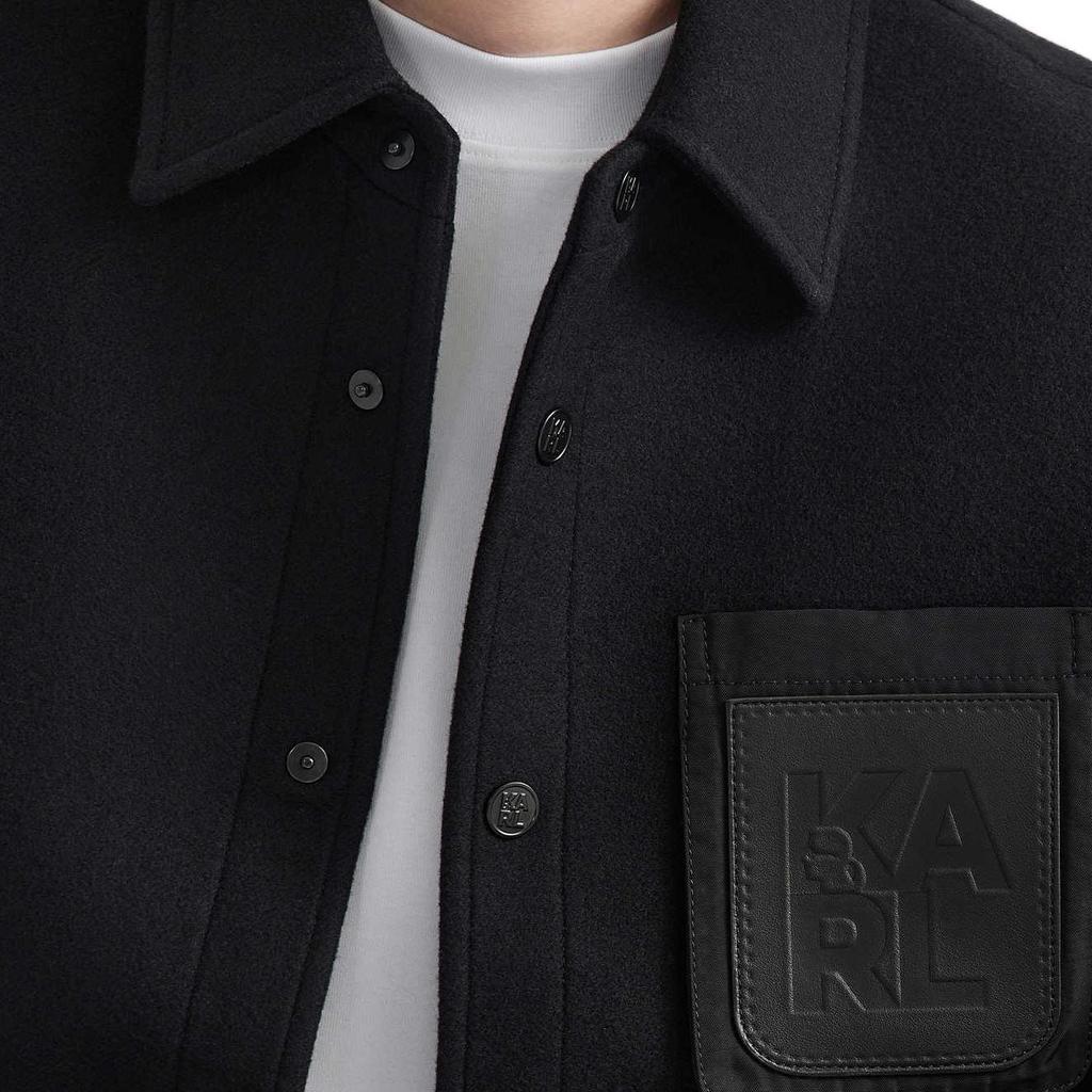 Karl Lagerfeld Outdoor Commuting Party Lapel Single-Breasted Long Sleeve Cotton Jacket Men Jackets Black K27O1400