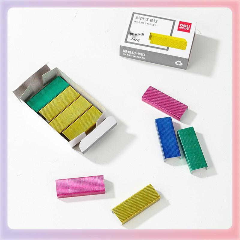 0211 Assorted Color Staples, No. 12 Standard, 4 Colors, 800 Pieces, 24/6 Stapler Pins