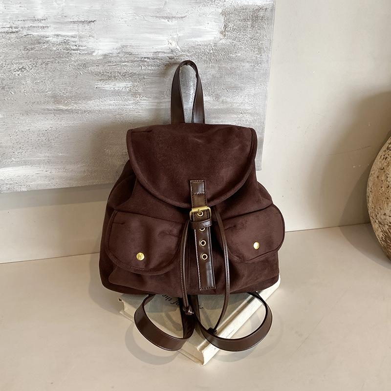 Wildleder Rucksack Tasche Damen Herbst 2026 Neu Große Kapazität Retro Rucksack Einzelne Schulter Umhängetasche
